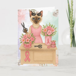 Breast Cancer Awareness for cat lovers pink ribbon カード
