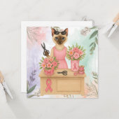 Breast Cancer Awareness for cat lovers pink ribbon カード (正面/裏面インサイチュ)