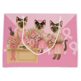Breast Cancer Awareness for cat lovers pink ribbon ラージペーパーバッグ