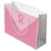 Breast Cancer Awareness for cat lovers pink ribbon ラージペーパーバッグ (裏面アングル)