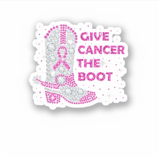 Breast Cancer Awareness Give Cancer The Boot Pink  シール (正面)