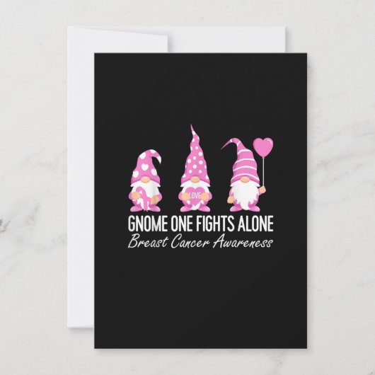 Breast Cancer Awareness Gnome One Fights Alone Pin 招待状 (正面)