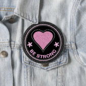 Breast Cancer Awareness Heart Be Strong 缶バッジ (インサイチュ)
