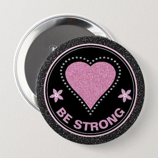 Breast Cancer Awareness Heart Be Strong 缶バッジ (正面&裏面)