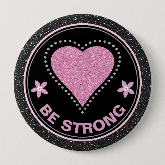 Breast Cancer Awareness Heart Be Strong 缶バッジ (正面)