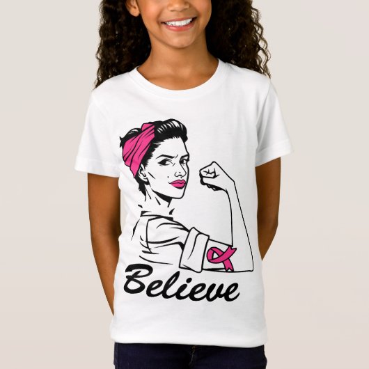 Breast Cancer Awareness Month Women's Believe Pink Tシャツ (正面)