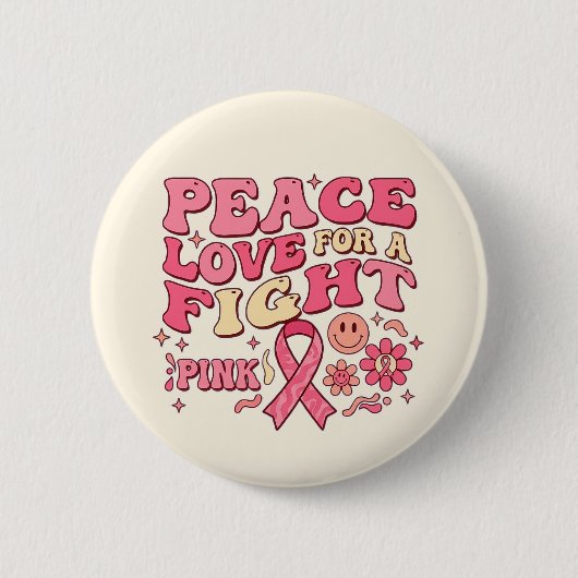 Breast Cancer Awareness / Paz Amor Lucha 缶バッジ (正面)