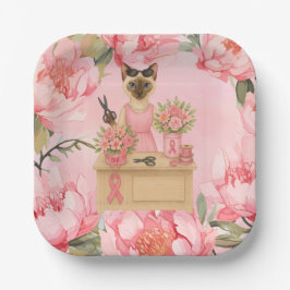 Breast Cancer Awareness Pink ribbon florist themed ペーパープレート