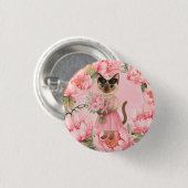 Breast Cancer Awareness Pink ribbon florist themed 缶バッジ (正面&裏面)