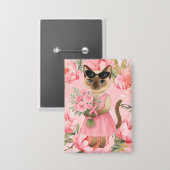 Breast Cancer Awareness Pink ribbon florist themed 缶バッジ (正面/裏面)