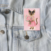 Breast Cancer Awareness Pink ribbon florist themed 缶バッジ (インサイチュ)