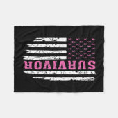 Breast Cancer Awareness Pink Ribbon Survivor Ameri フリースブランケット (正面(横))