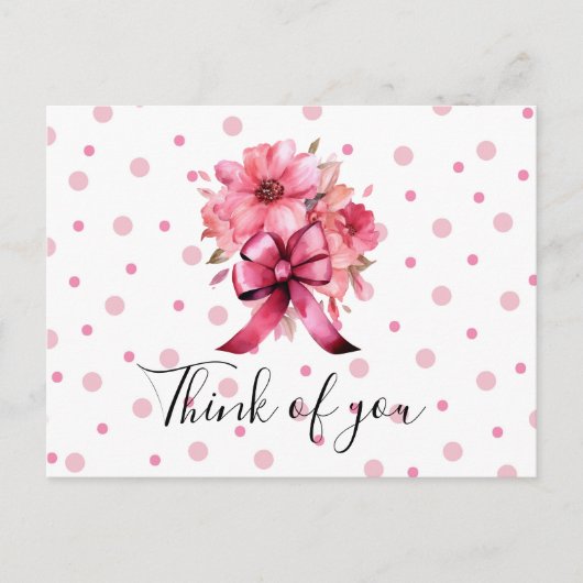 Breast Cancer Awareness Pink Ribbon think of you ポストカード (正面)