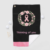 Breast Cancer Awareness Pink ribbon thinking  ゴルフタオル (インサイチュ)
