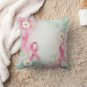 Breast Cancer Awareness Pink Ribbons and Daisies クッション (ブランケット)