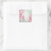 Breast Cancer Awareness Pink Ribbons and Daisies スクエアシール (バッグ)