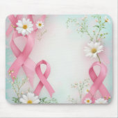 Breast Cancer Awareness Pink Ribbons and Daisies マウスパッド (正面)
