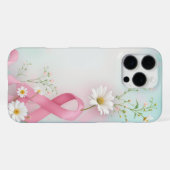 Breast Cancer Awareness Pink Ribbons and Daisies iPhoneケース (裏面横)