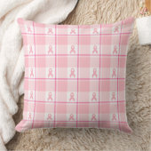 Breast Cancer Awareness Plaid Pink Ribbon クッション (ブランケット)