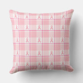 Breast Cancer Awareness Plaid Pink Ribbon クッション (裏面)