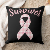 Breast Cancer Awareness Plaid Pink Ribbon クッション (ブランケット)