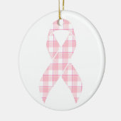 Breast Cancer Awareness Plaid Pink Ribbon セラミックオーナメント (左)