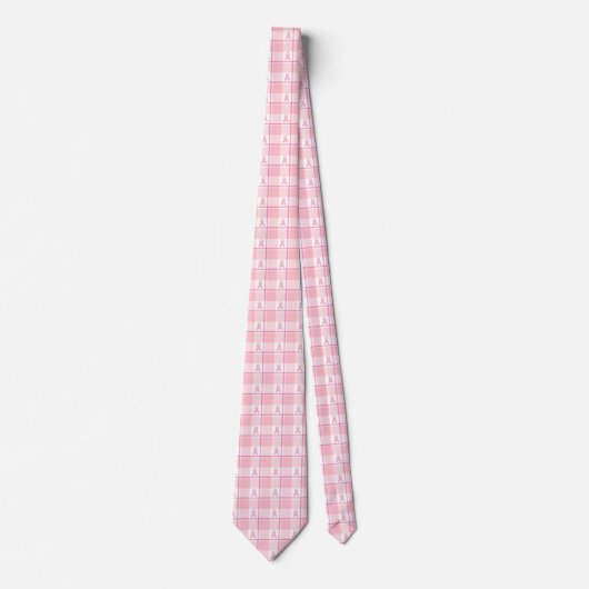 Breast Cancer Awareness Plaid Pink Ribbon ネクタイ (正面)