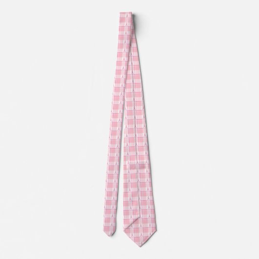Breast Cancer Awareness Plaid Pink Ribbon ネクタイ (裏面)
