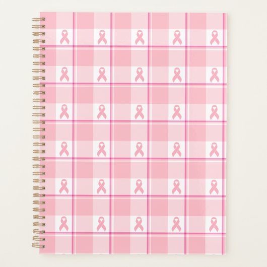 Breast Cancer Awareness Plaid Planner, Pink Ribbon プランナー手帳 (正面)