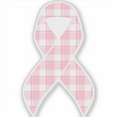 Breast Cancer Awareness Plaid Ribbon Pink シール (正面)