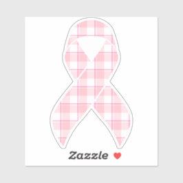Breast Cancer Awareness Plaid Ribbon Pink シール