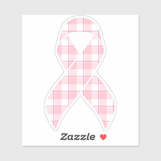 Breast Cancer Awareness Plaid Ribbon Pink シール (シート)