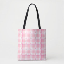 Breast Cancer Awareness Plaid Tote Bag, Pink トートバッグ