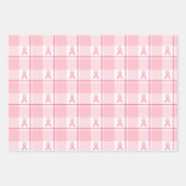 Breast Cancer Awareness Plaid Wrapping Paper, Pink ラッピングペーパーシート (正面2)