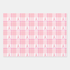 Breast Cancer Awareness Plaid Wrapping Paper, Pink ラッピングペーパーシート