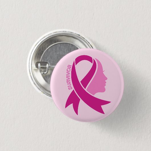 Breast Cancer Awareness Ribbon 缶バッジ (正面&裏面)