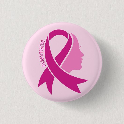 Breast Cancer Awareness Ribbon 缶バッジ (正面)
