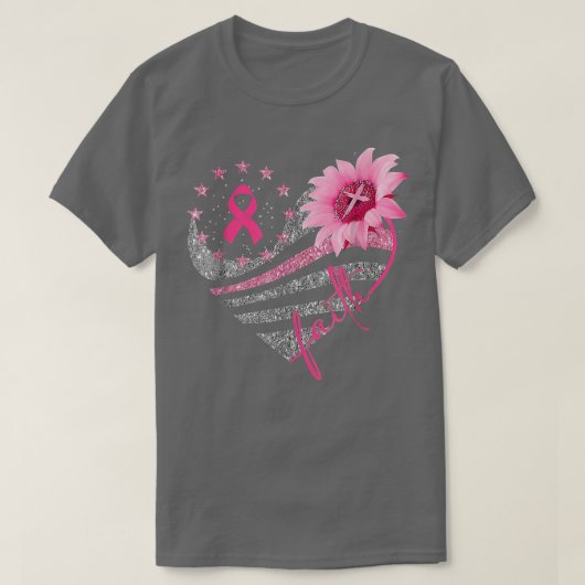 Breast Cancer Awareness Sun Flower Faith Bling Bli Tシャツ (デザイン正面)
