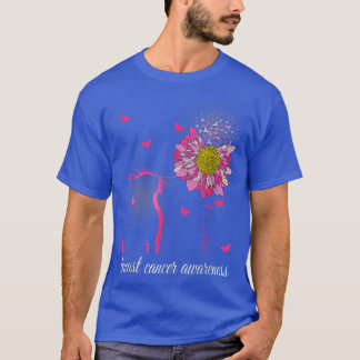 Breast Cancer Awareness Sunflower Cat Faith Ribbon Tシャツ