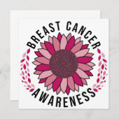 Breast Cancer Awareness Support Pink Flower 招待状 (正面/裏面)
