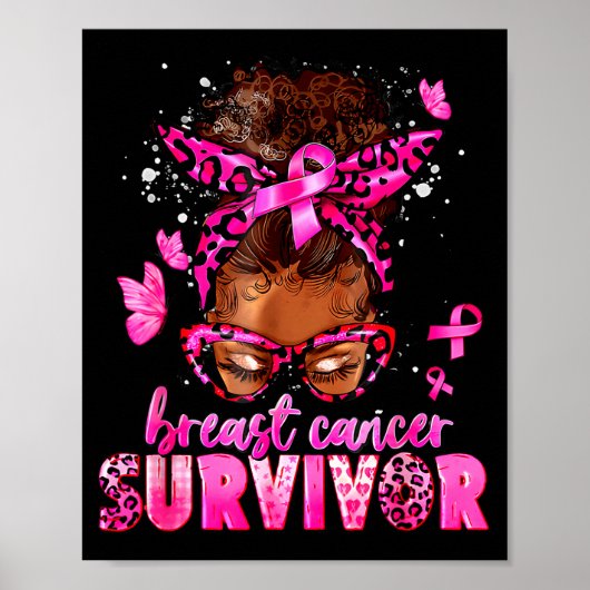 Breast Cancer Awareness Survivor Black Women Melan ポスター (正面)