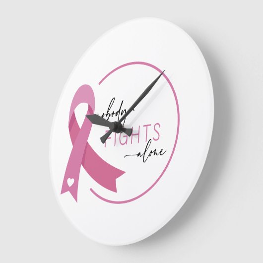 Breast Cancer Awarness Nobody Fights Alone ラージ壁時計 (傾斜)