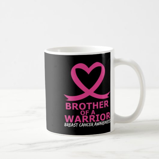 Breast Cancer Brother Of A Warrior Pink Heart Ribb コーヒーマグカップ (右)