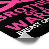 Breast Cancer Brother Of A Warrior Pink Heart Ribb ポスター (角)