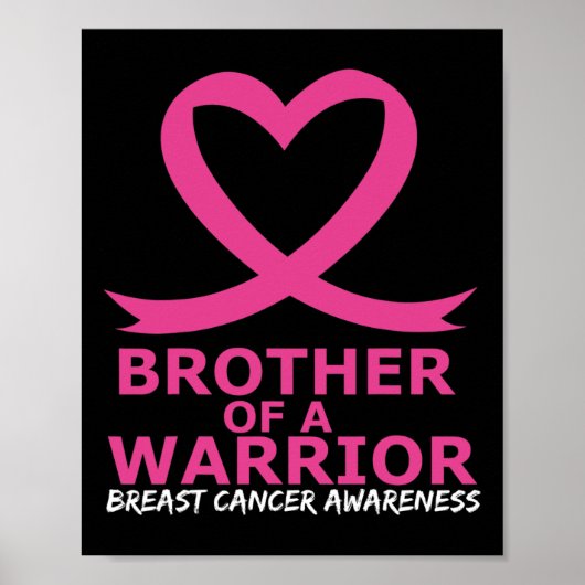 Breast Cancer Brother Of A Warrior Pink Heart Ribb ポスター (正面)