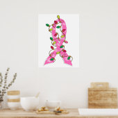 Breast Cancer Christmas Lights Ribbon ポスター (キッチン)