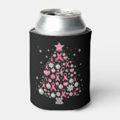 Breast Cancer Christmas Tree Snowflakes Xmas 缶クーラー (缶正面)