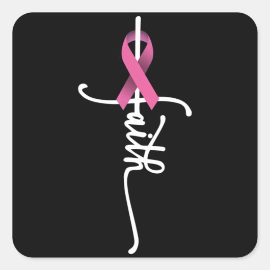Breast Cancer Faith Breast Cancer Awareness Suppor スクエアシール (正面)