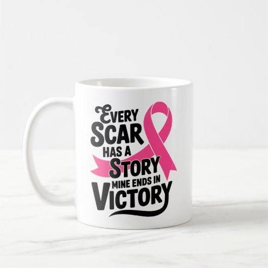 Breast Cancer Fighter Pink Ribbon Warrior Survivor コーヒーマグカップ (左)