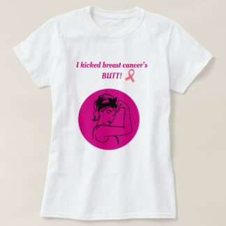 Breast Cancer Pink Kick Butt Woman T-Shirt Tシャツ